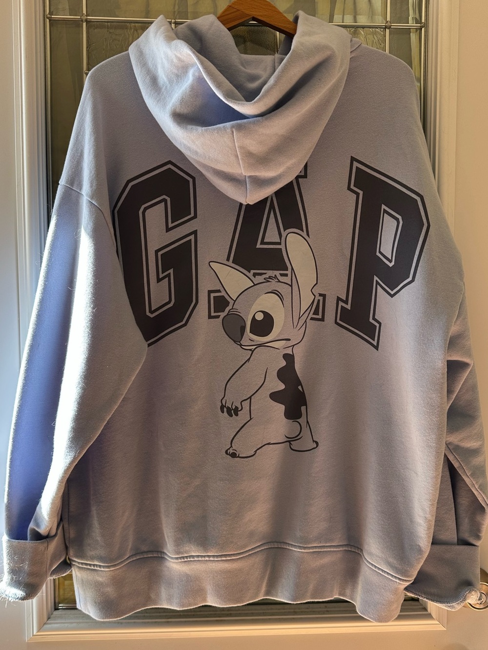 GAP x Stitch Men's Light Blue pullover hoodie